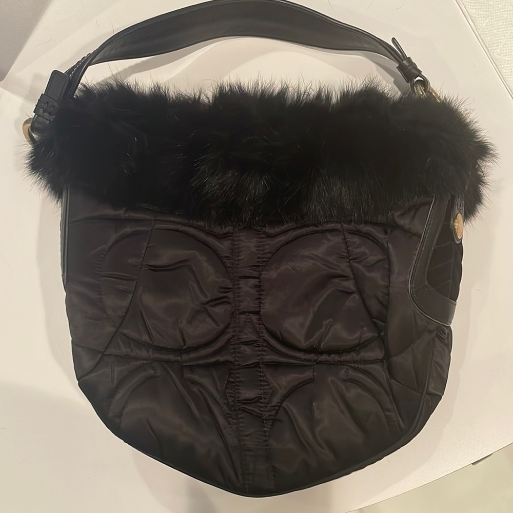 Coach shoulder bag fur trim